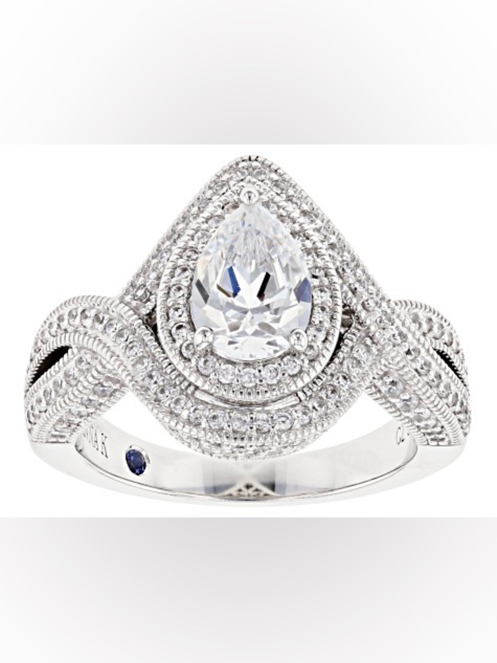Vanna K. Elegant  JTV Simulated Diamond Silver Ring ( Size:7)